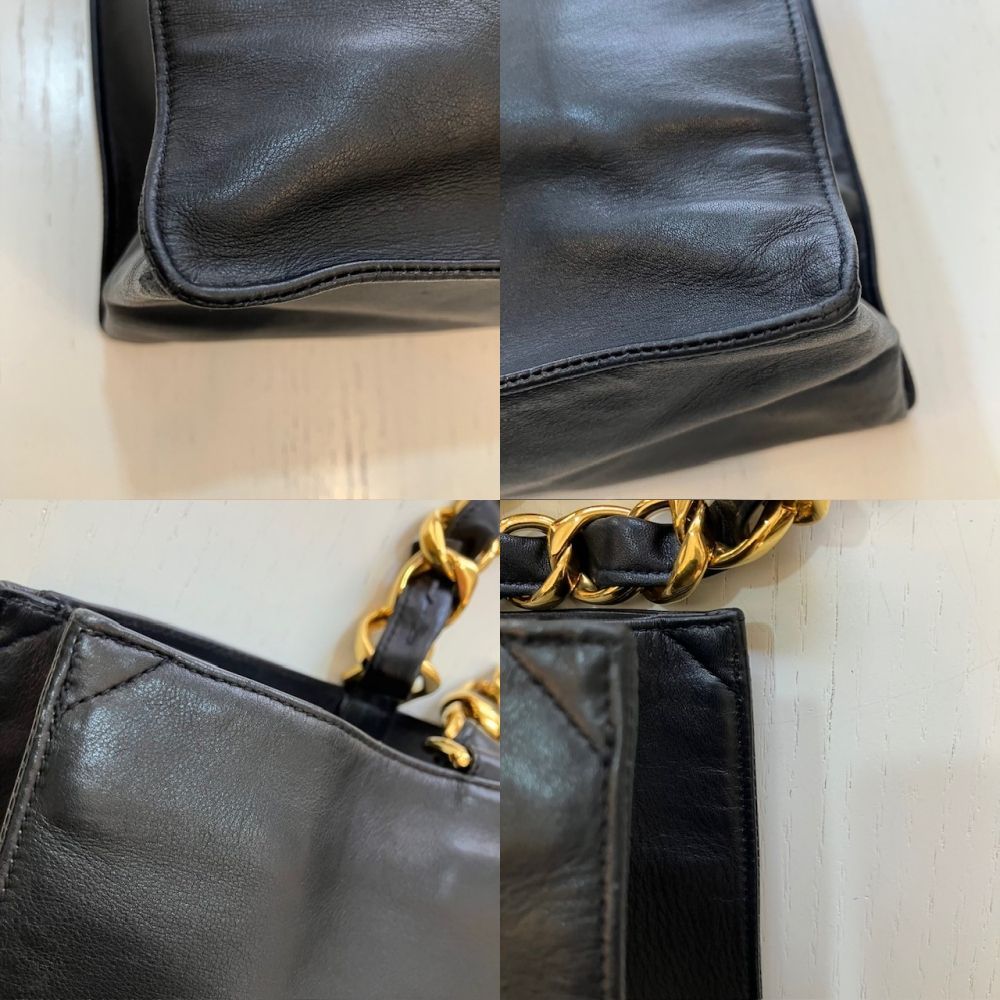 正規品　シャネル　ヴィンテージ　レザー　デカココ　チェーントート シャネル CHANEL ココマーク ラムスキン ゴールドチェーン