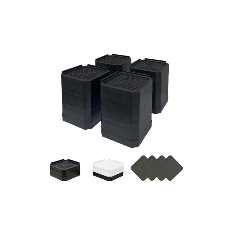 AKINOYAMA 洗濯機用防振かさ上げ台 高さ調節 防振ゴム付き 洗濯機・乾燥機・冷蔵庫用置き台 騒音軽減 滑り止め 家具に傷防止 洗濯機 嵩上げ 台 耐荷重約2000kg 取り外し可能 自由に組合わせる 1セット4個入り 洗濯機置き台 (ブラック, 1 0 人気・おすすめ｜安定人気・収納便利におすすめ 丁寧対応 配送追跡可 最短翌日到着可能