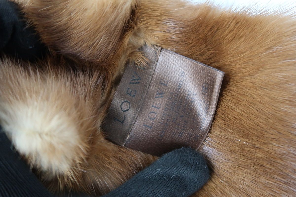 美品】LOEWE ロエベ ミンクファー マフラー タグあり ブラウン系【PU65 