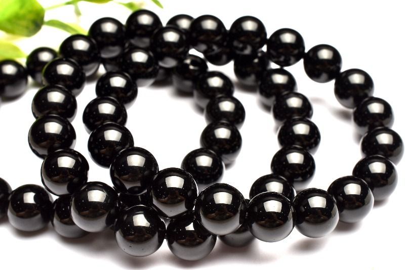 メキシコ産 テクタイト黒隕石 14mm ブレスレット 1個売り パワーストーン 天然石 _BG6002-14