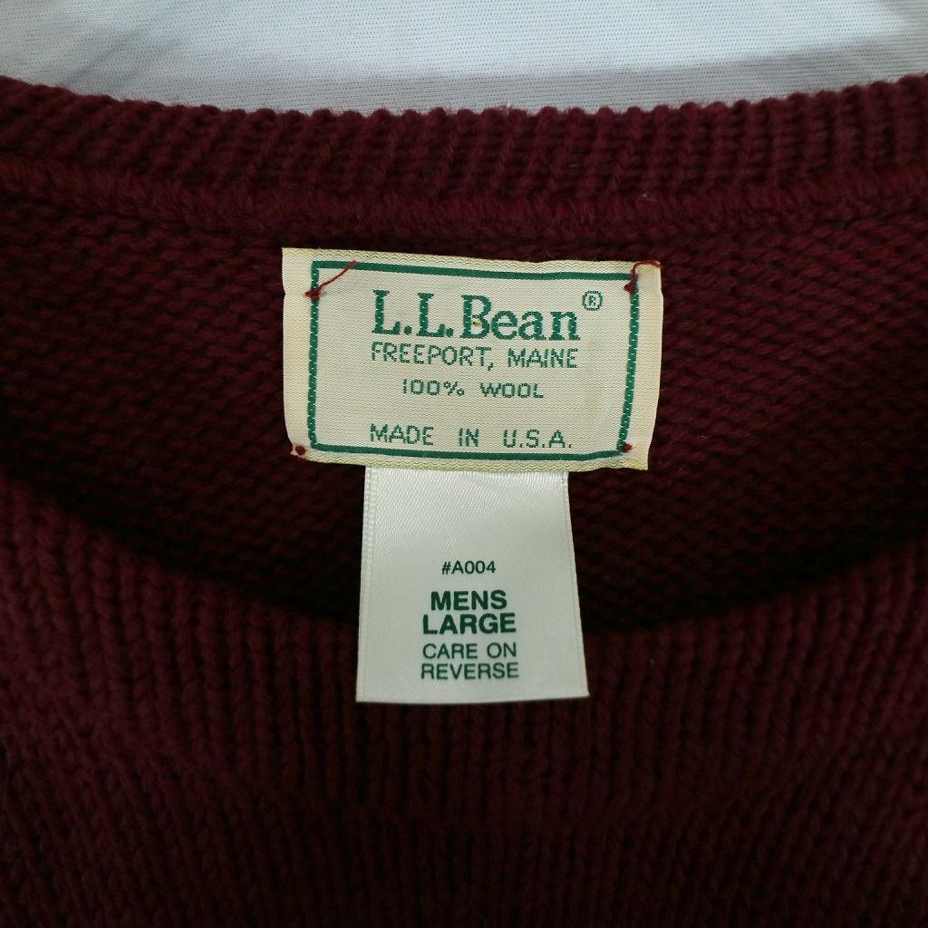 USA製 L.L.Bean エルエルビーン クルーネック ニット セーター レッド (メンズ L)   N7147主な素材表地ウール
