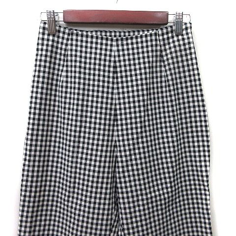 フォクシー FOXEY クロップドパンツ ギンガムチェック 40 L 黒