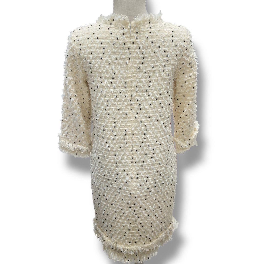 グレースコンチネンタル ドット ツイード ワンピース フリル フリンジ ウール GRACECONTINENTAL グレースコンチネンタル ドットツイードワンピース