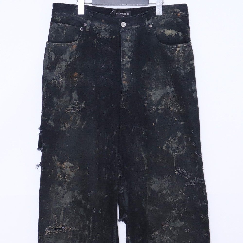 BALENCIAGA SUPER DESTROYED BAGGY Sサイズ ブラック 745248