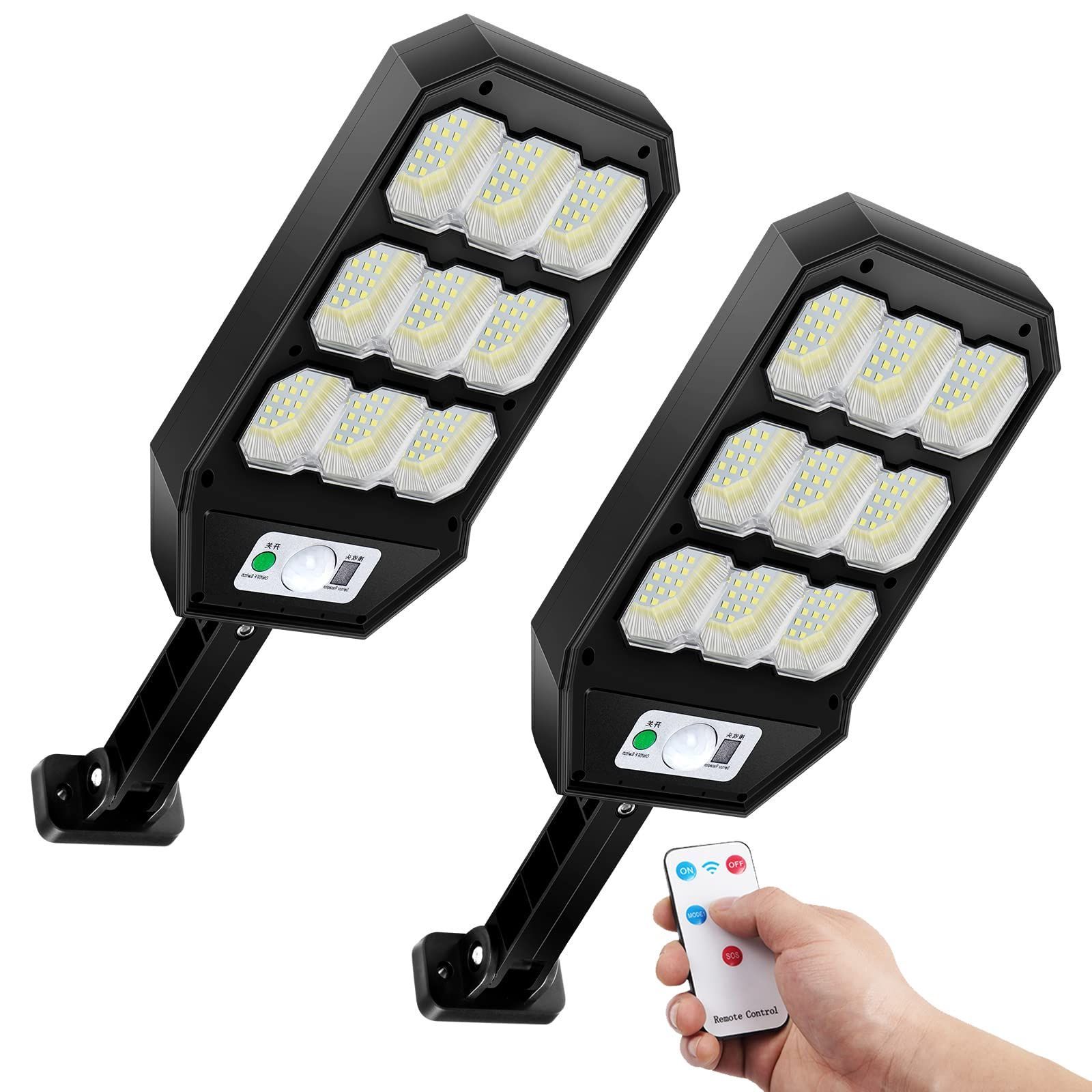 Color 279 COB LED Athbavib 279 COB LED ソーラーライト 街灯 センサーライト 屋外 2個セット リモコン付き IP65防水 人感センサー モーション検知 3つ知能点灯モード 自動点灯消灯 太陽光発電 明るい 防犯ライト