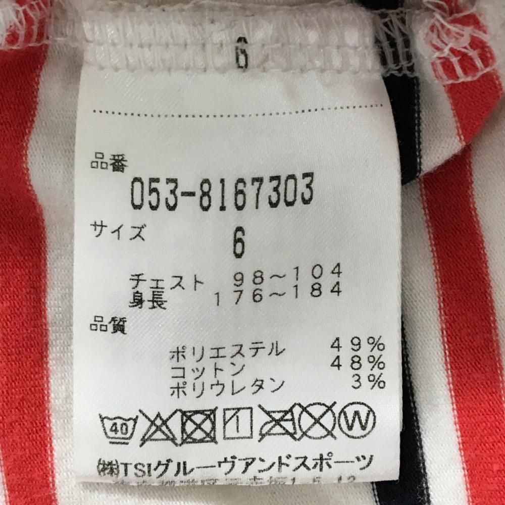 パーリーゲイツ 半袖ハイネックシャツ 白×レッド×黒 ボーダー メンズ 6