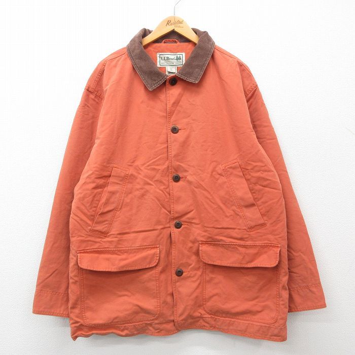 XL/古着 エルエルビーン LLBEAN 長袖 カバーオール メンズ 00s 大きいサイズ ロング丈 コットン オレンジ他 24sep24 中古 アウター