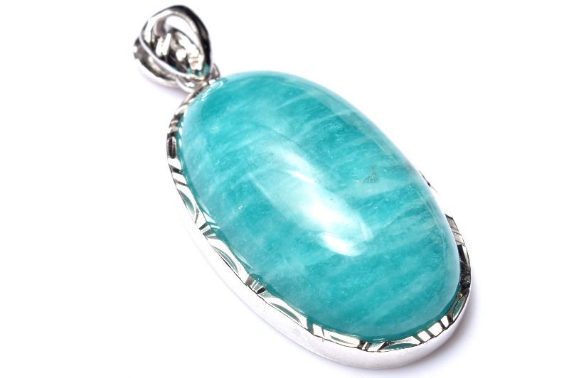 【ジルコン】○アマゾナイト＊シルバーガラス 1点物】シルバー925◇ロシア産 アマゾナイト 29x17mm オーバル