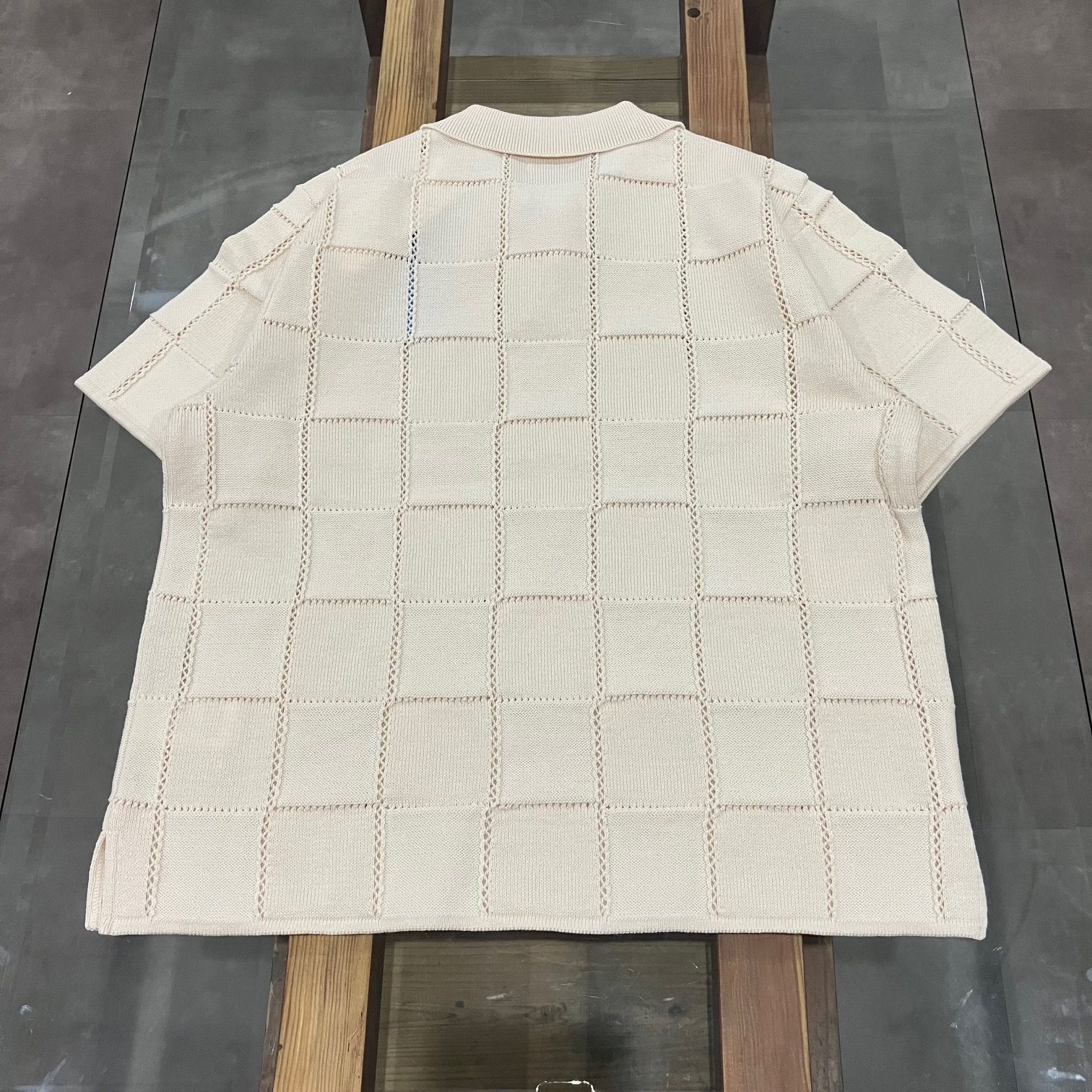 COOHEM コーヘン LINKS CHECK KNIT PULLOVER ECRU リンクス チェック