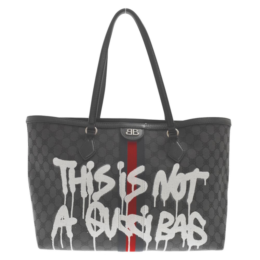 バレンシアガ×グッチ　グラフィティ トートバッグM ブラック BALENCIAGA (バレンシアガ) 21AW×GUCCI The Hacker Graffiti