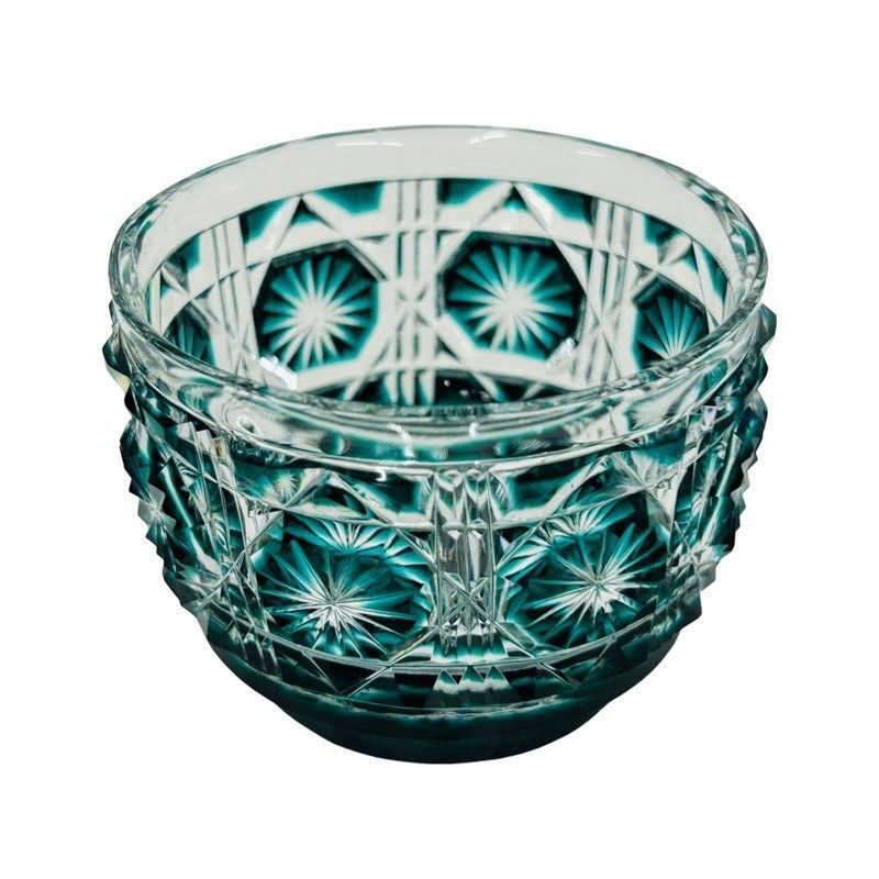 薩摩ガラス工芸作 島津 薩摩切子 色被せガラス 切子 猪口 5客セット 赤・