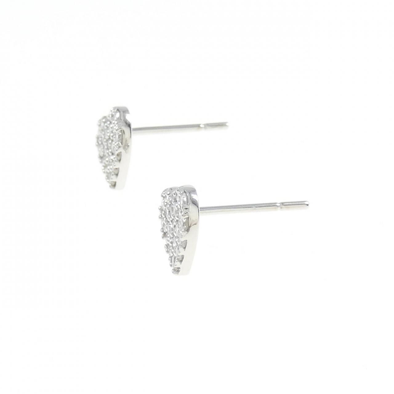 計0.40ct 天然ダイヤモンド　ハート型　K18WG パヴェピアス 計0.40ct 天然ダイヤモンド ハート型 K18WG パヴェピアス