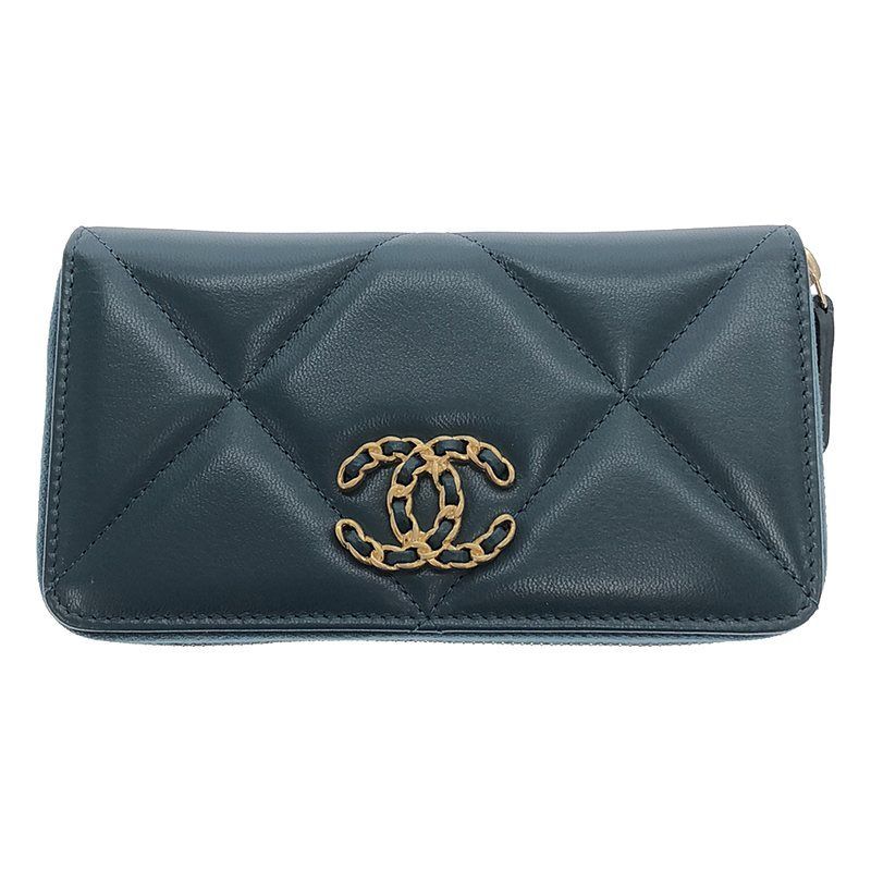 【美品】  CHANEL / シャネル | 19 マキシマトラッセ ラムスキン レザー ミディアム ウォレット コンパクト 財布 | グリーン系 | レディース CHANEL - 【美品】 CHANEL / シャネル | 19 マキシマトラッセ