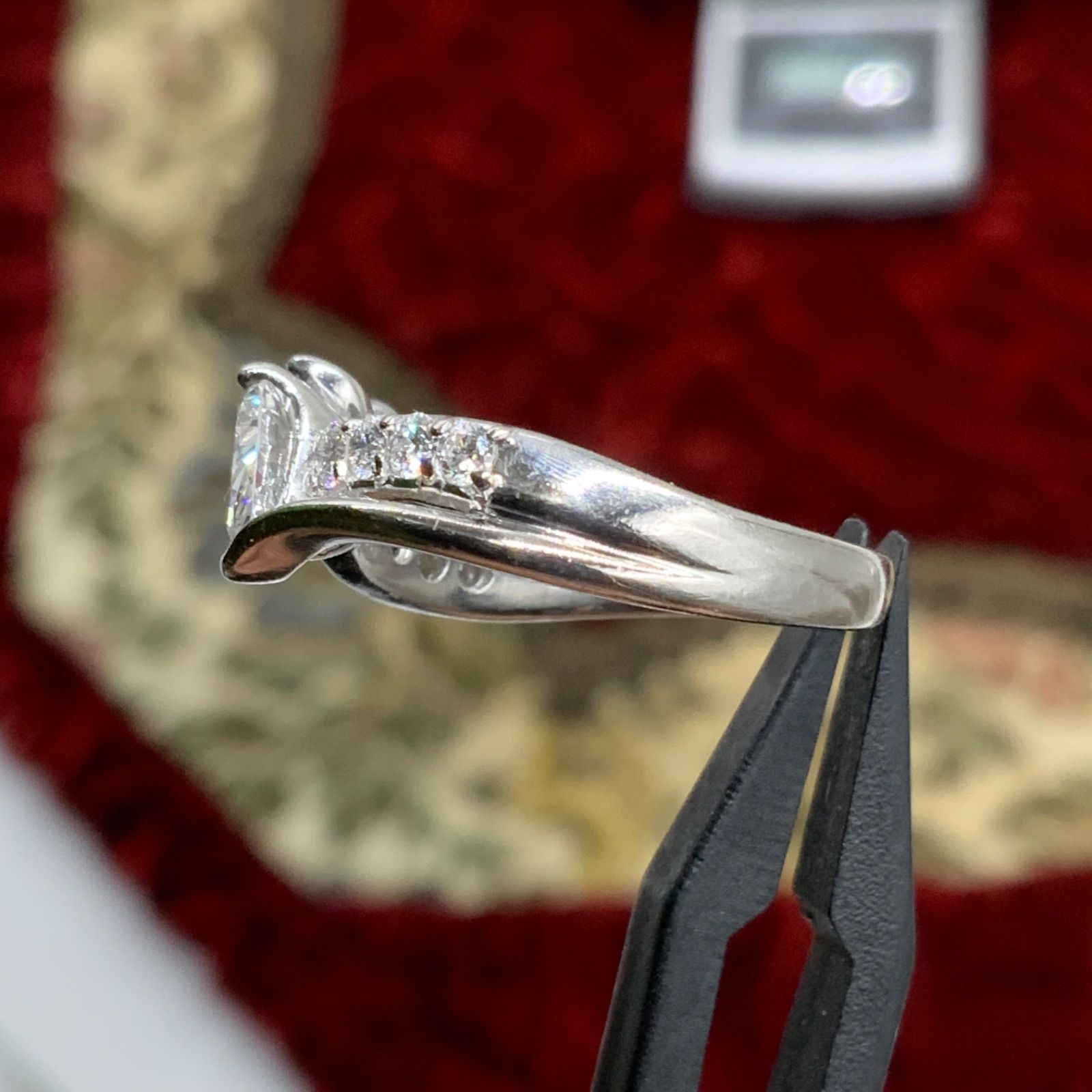 pt900 ダイヤモンドリング 7.3g 0.608ct 0.40ct 約11号 鑑定書