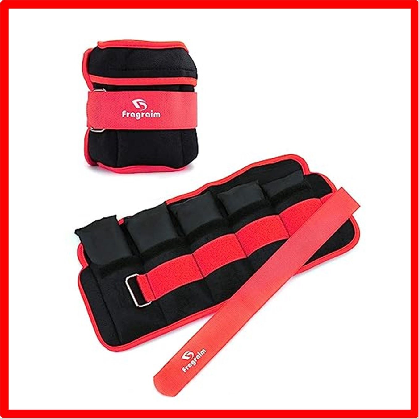 【匿名配送】赤です_片足0.2-1kg 2個組 Fragraim アンクルウェイト 5段階調節 2個組最小1.5kg-最大8kg 筋トレウェイト 重り 手首 足