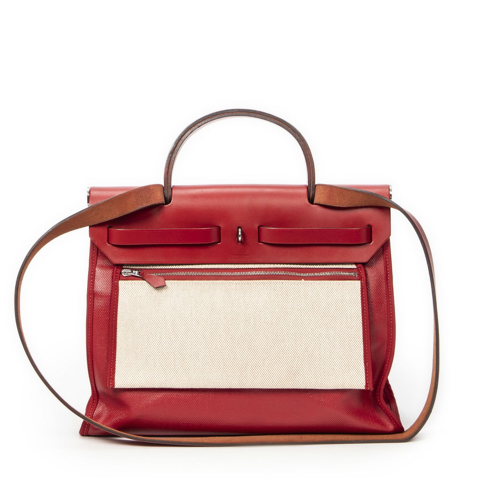 エルメスエールバッグ ジップ赤トワルアッシュA