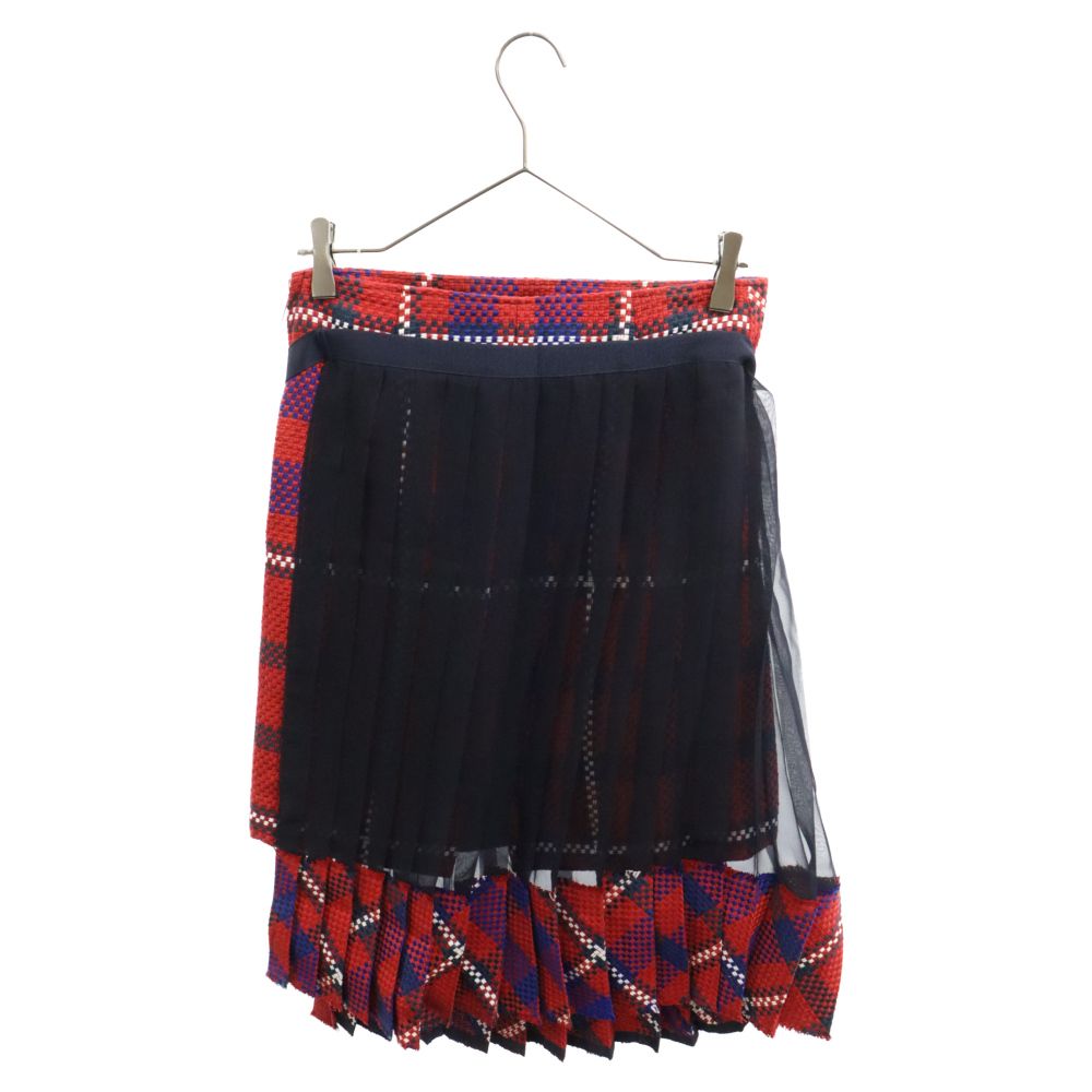 Sacai プリーツドッキングスカート Sacai (サカイ) 17SS チェック ドッキング シアーレイヤード プリーツ