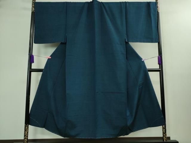 平和屋着物 上 男性 紬 キングサイズ 色無地 濃藍色 ♥ DZAB0171kh5