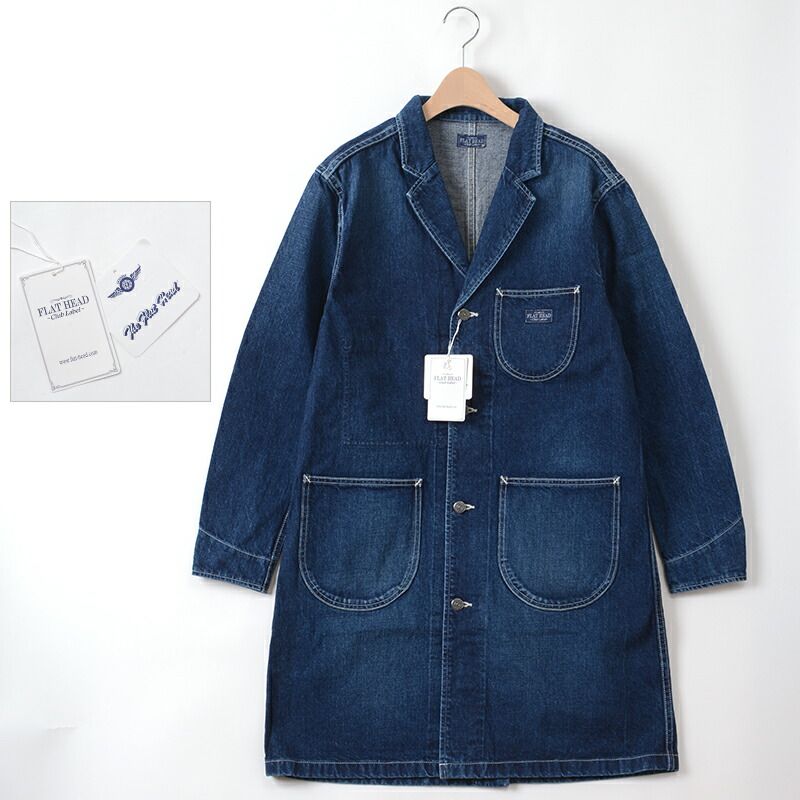 フラットヘッド 新品 インディゴデニムショップコート CL-OC005C 