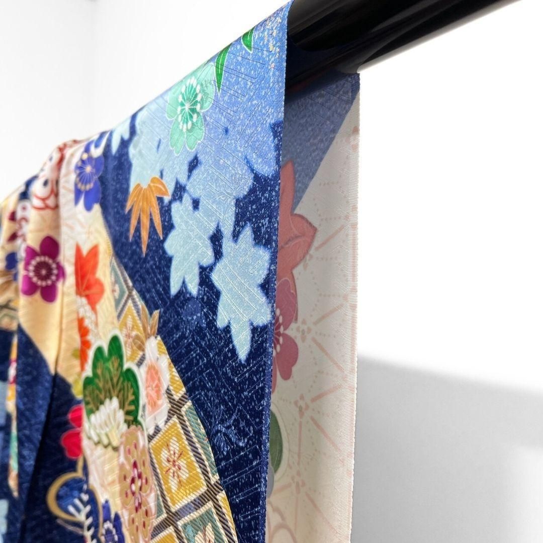 刺繍 金駒刺繍 金彩 たたき染め 花模様 松竹梅 振袖 仮絵羽 035a