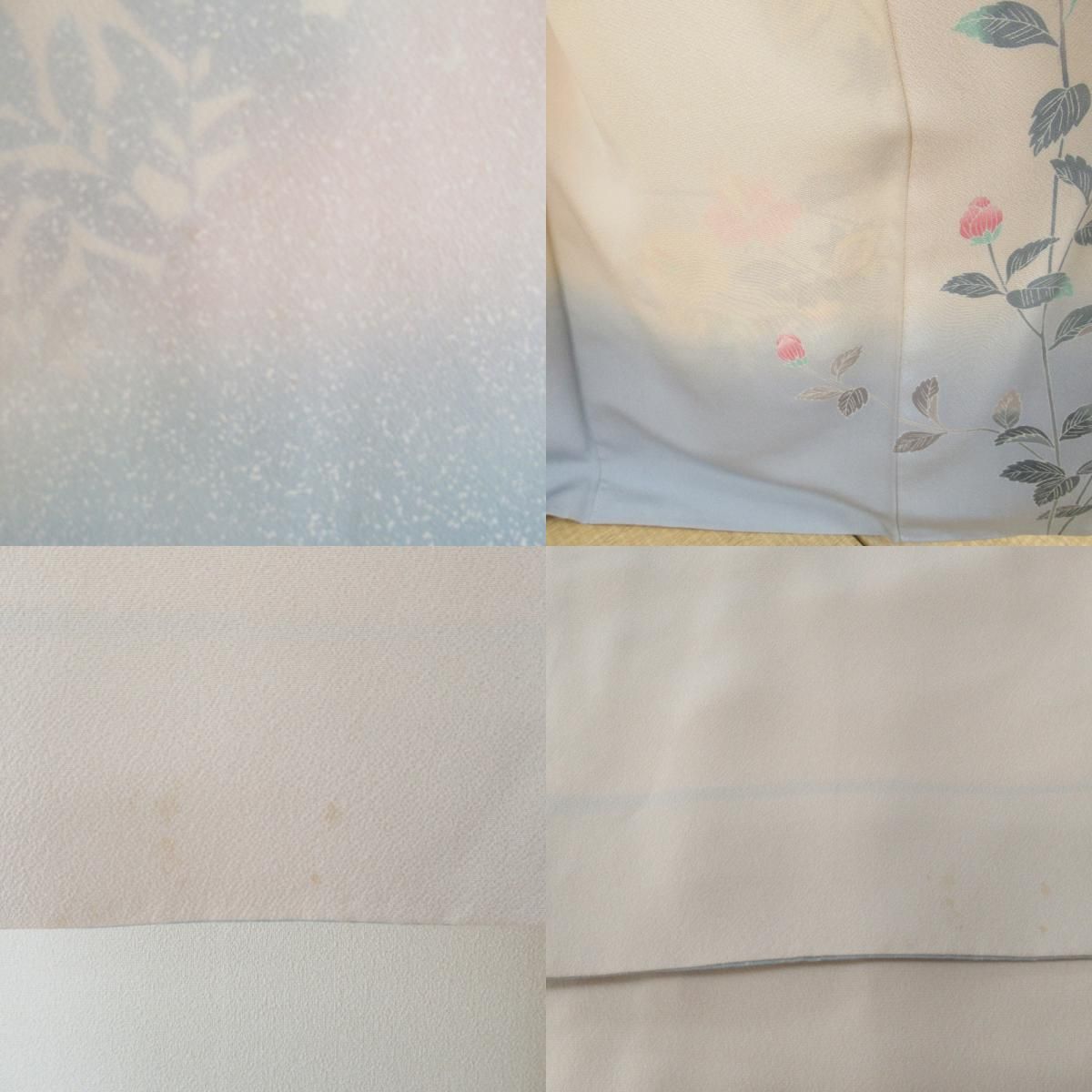 訪問着 十日町友禅 岡村蒼風 作家物 落款入り 一つ紋入り ベージュx