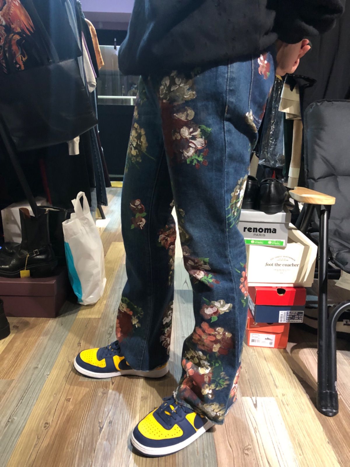 GUCCI グッチ 花柄デニムパンツ フレアパンツ サイズ27 インディゴ FK