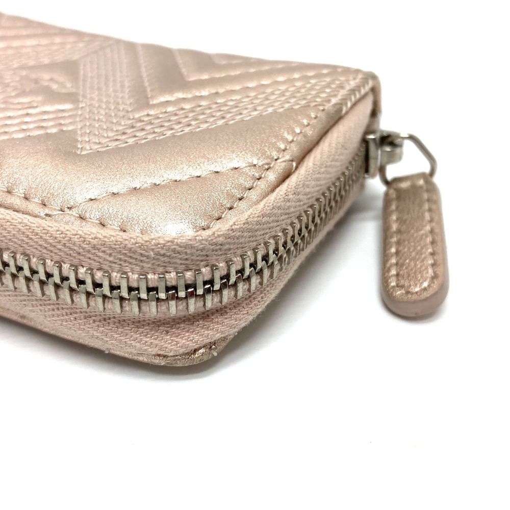 CHANEL シャネル ケース ピンク ラウンドファスナー レザー シャネル A82535 メタリック ラウンドファスナー コインケース ピンク