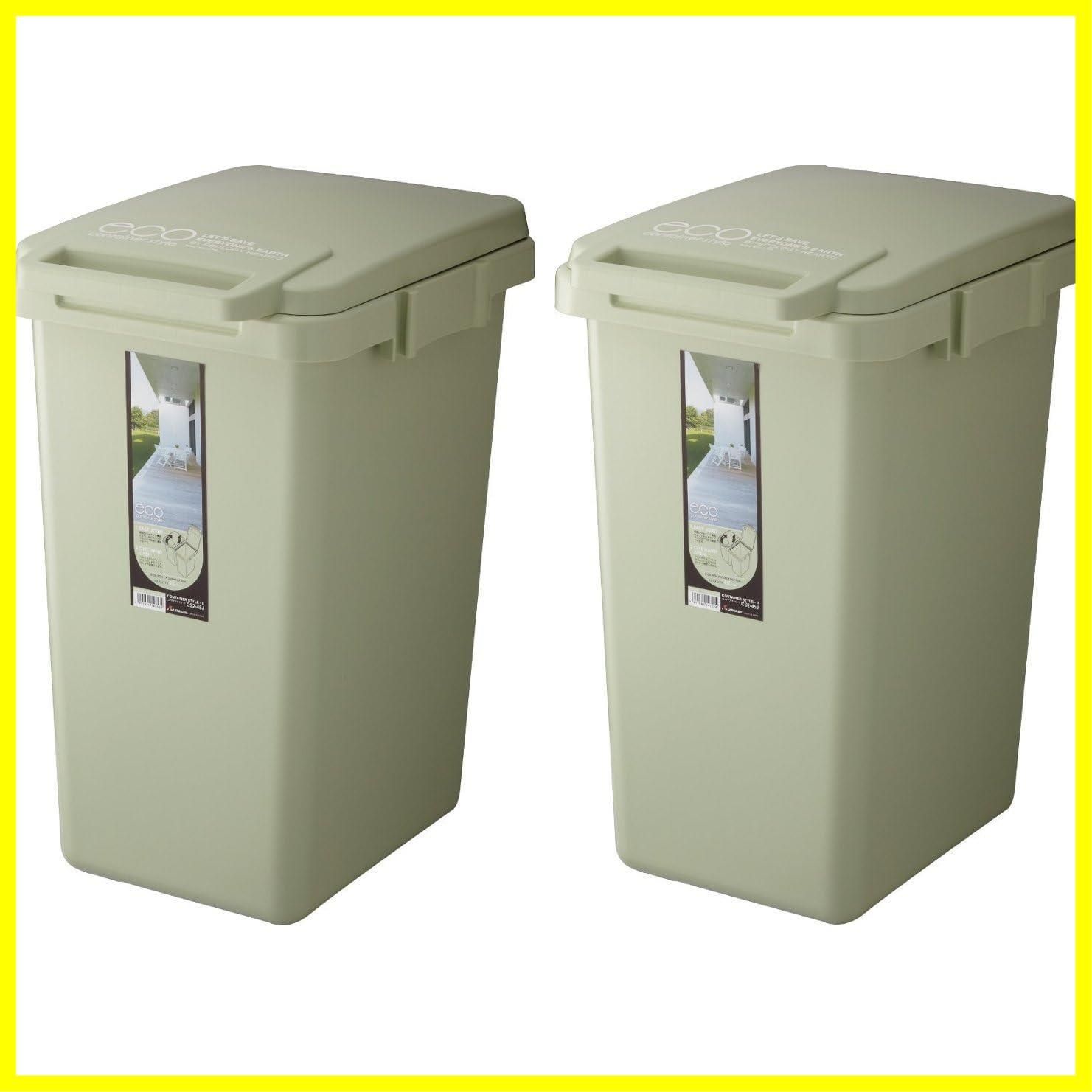 【人気商品】ハンドル付き ライトグリーン ワンハンド 45L ecoコンテナスタイル2 ゴミ箱 日本製 CS2-45J リス 2個セット