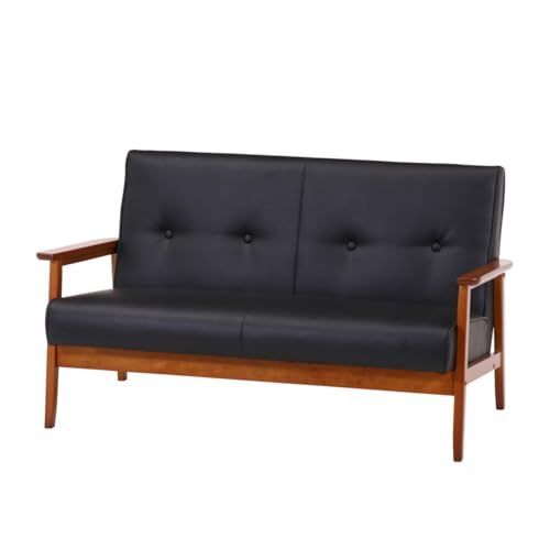 【人気商品】天然木 コンパクトサイズ 合皮 ダークブラウン ミート 幅127×奥行70×高さ70cm 2人掛け ソファー 73761 ソファ 不二貿易