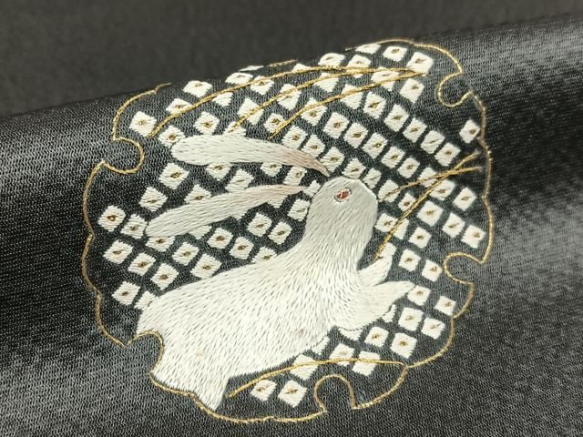 平和屋着物○上質な小紋 総刺繍 雪輪重ね文 跳兎 金糸 ますいわ屋扱い