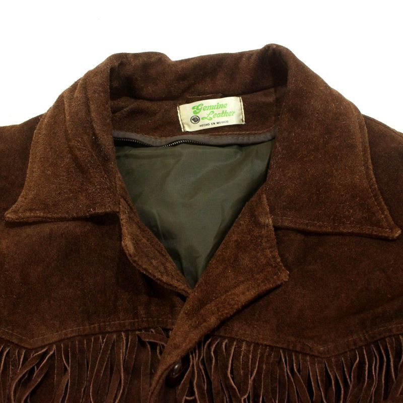 70s vintage フリンジ スエード レザージャケット メンズ XL~サイズ