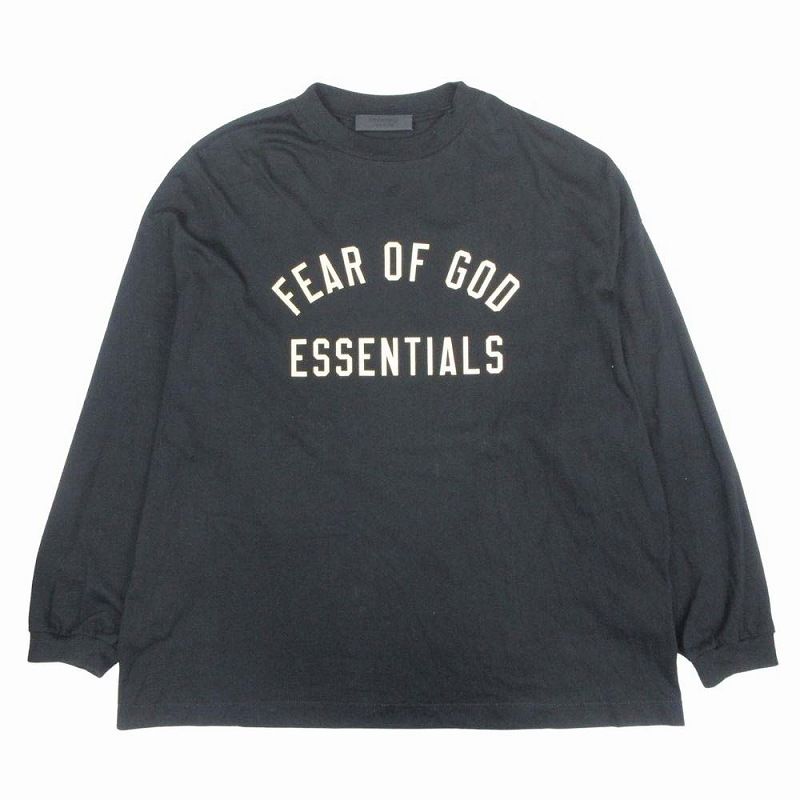 24AW エフオージー エッセンシャルズ FOG ESSENTIALS JERSEY LONG SLEEVE TEE ジャージー ロゴプリント Tシャツ ロンT カットソー トップス 長袖 クルーネック サイズM 黒 ブラック メンズ|