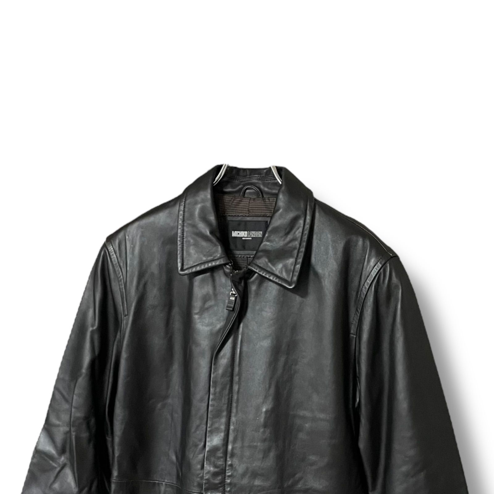 専用 MICHIKO LONDON KOSHINO レザージャケット MICHIKO LONDON KOSHINO ミチコロンドンコシノ ブラック レザーコート