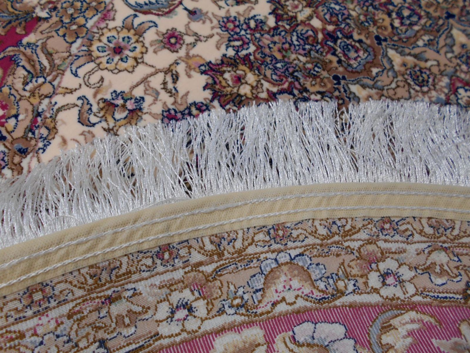 170万ノット！輝く 本場イラン産 絨毯 円形150cm‐201261ウィルトン織り厚さ約08cm