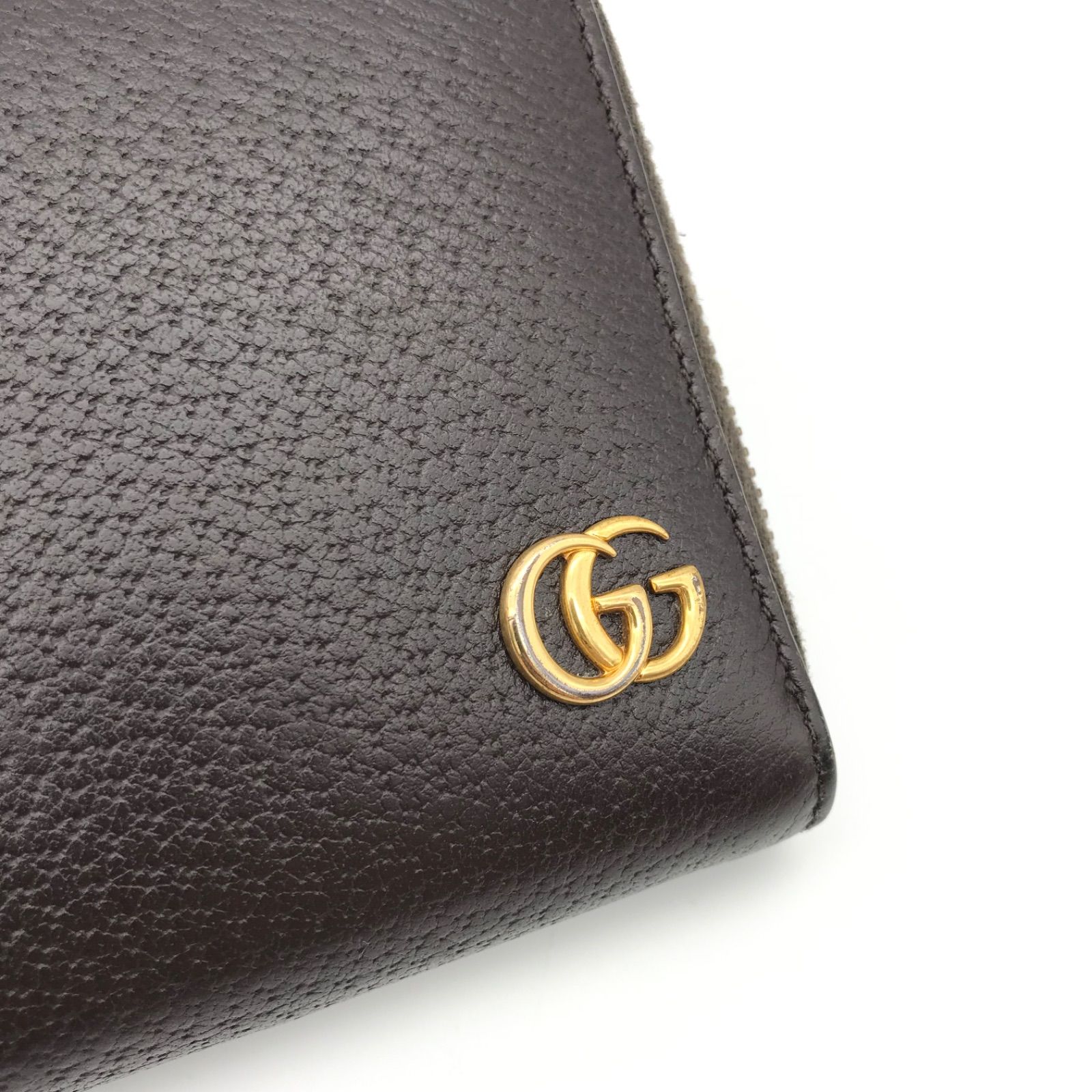 新品同様　グッチ財布　グッチ長財布　グッチggマーモント レザー　ダークブラウン 新品同様 グッチ財布 グッチ長財布 グッチggマーモント レザー