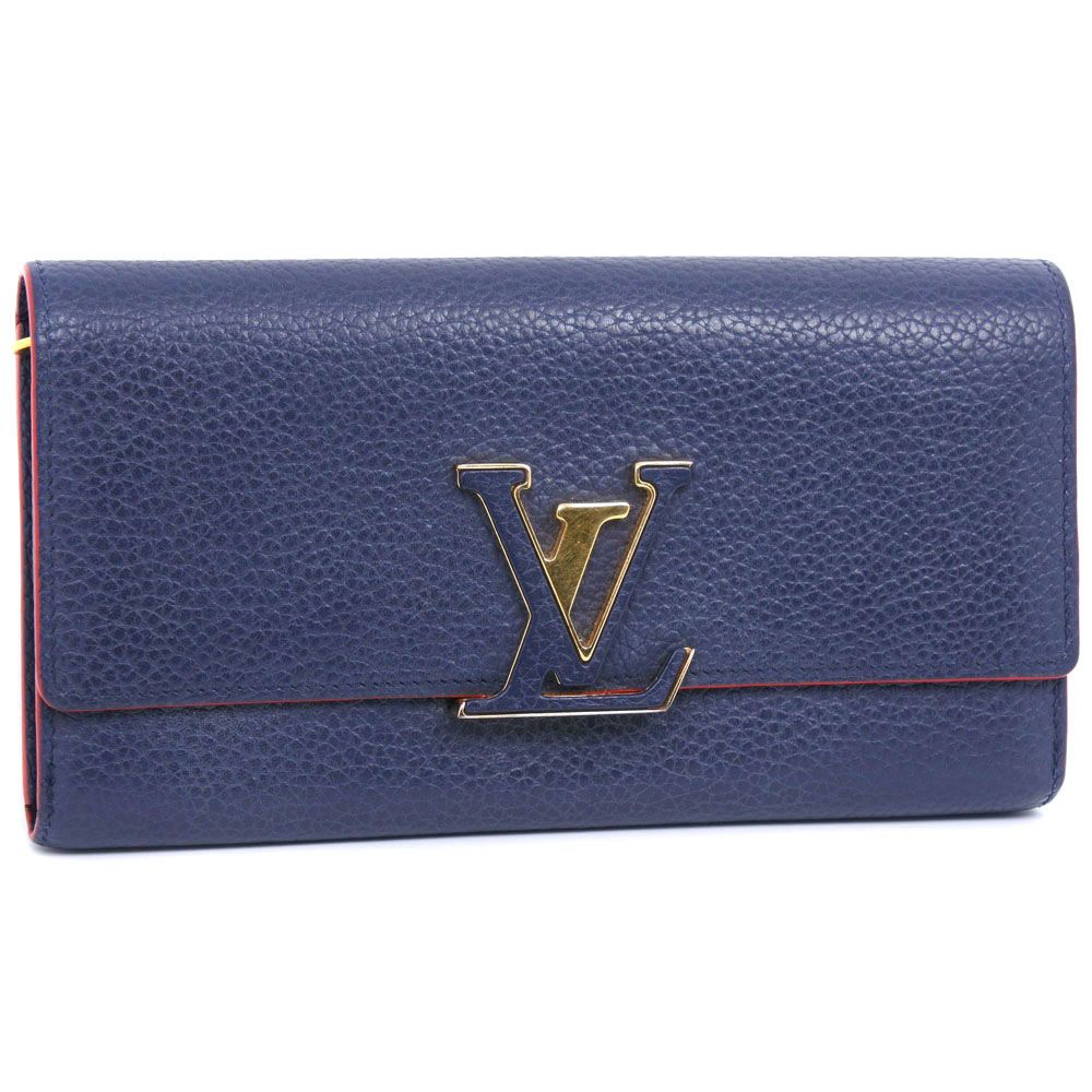 LOUIS VUITTON】ルイ・ヴィトン ポルトフォイユカプシーヌ トリヨン M63739 レザー マリーヌルージュ ネイビー MI3158  ユニセックス 長財布 - メルカリ