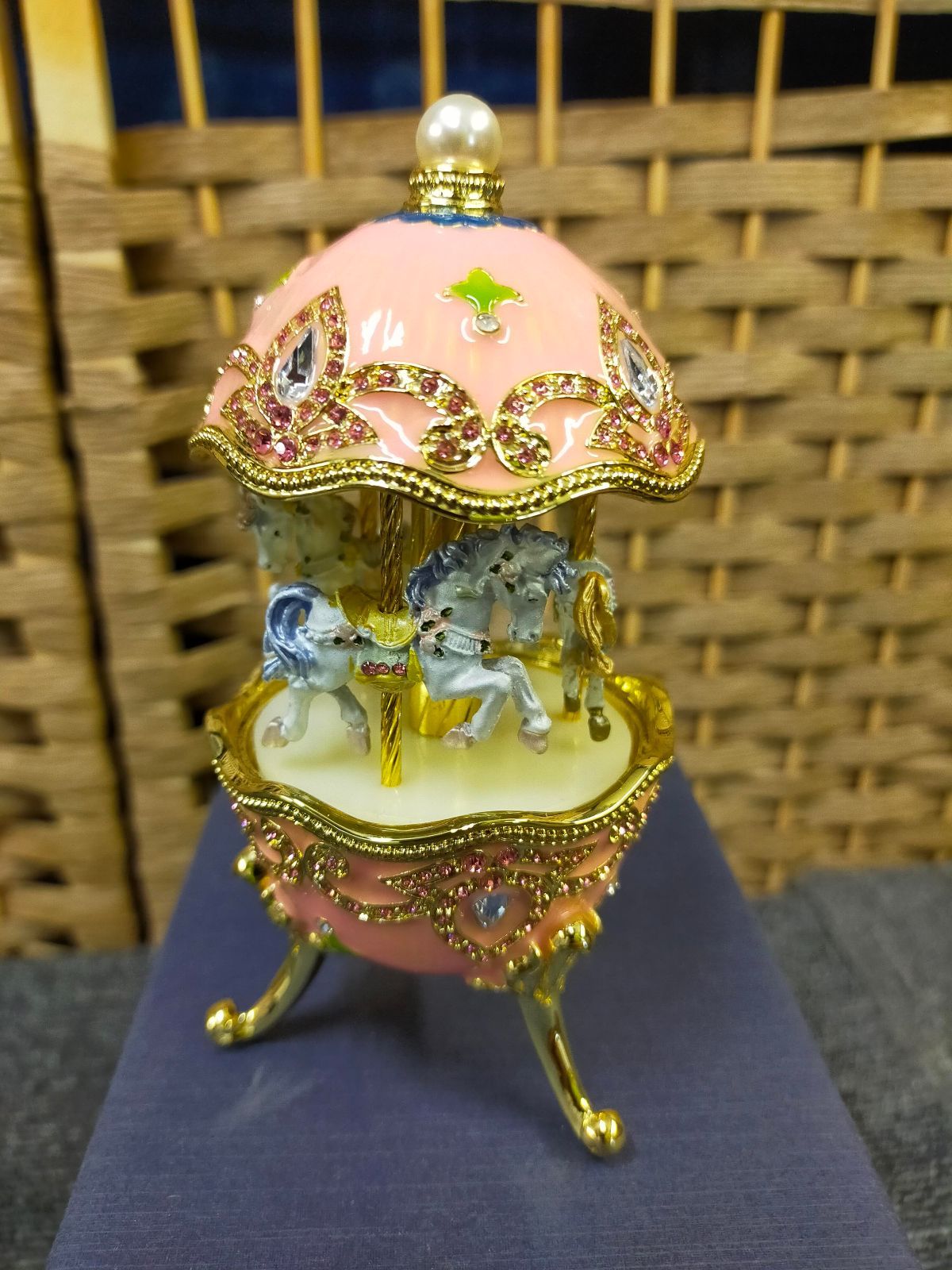 E09-20250718-02 美品 ピューターオルゴール メリーゴーランド