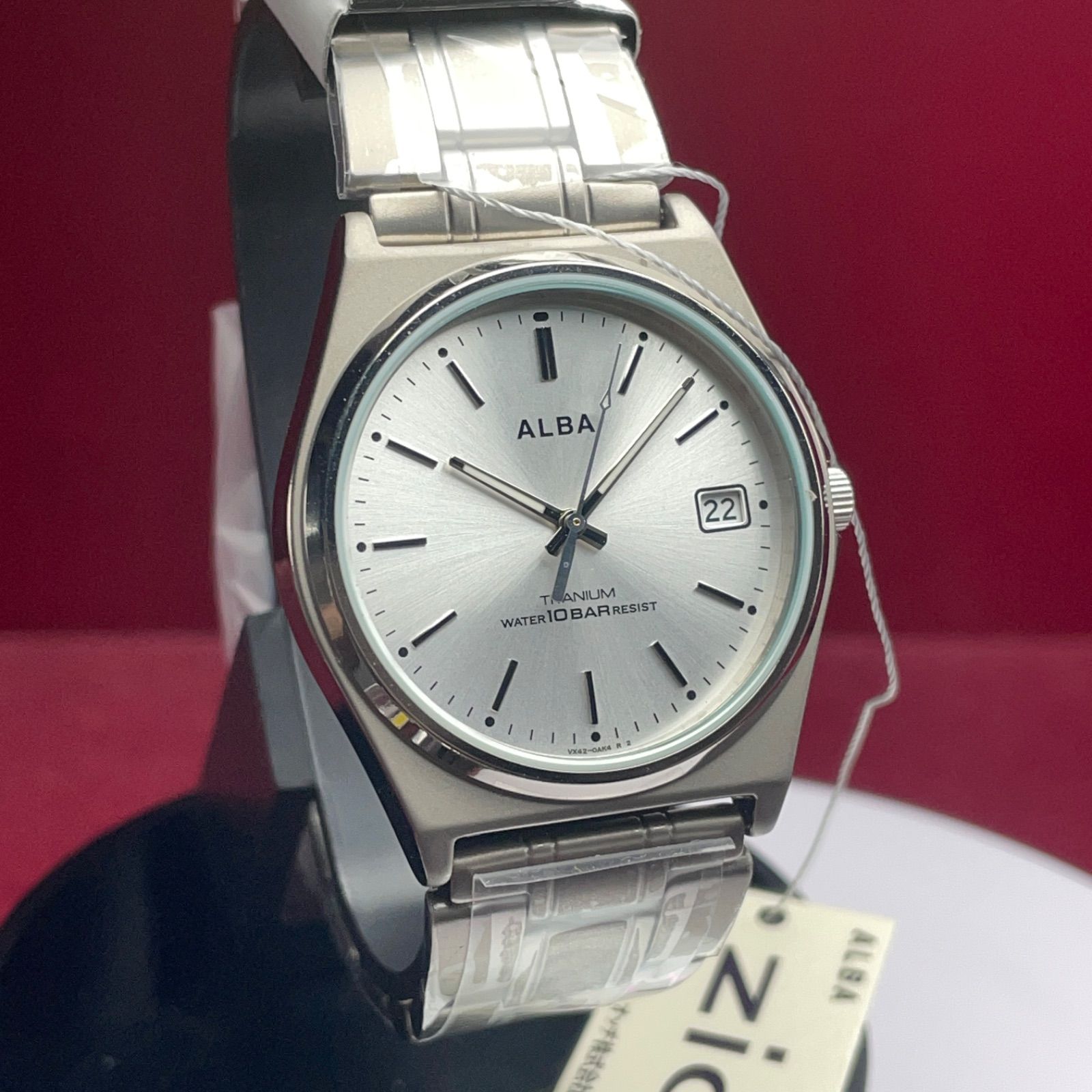 未使用 SEIKO ALBA ALARM QZ 純正SSベルト 日本製 腕時計 軽量チタン製 未使用 SEIKO ALBA ZIC 電池交換済 純正SSベルト