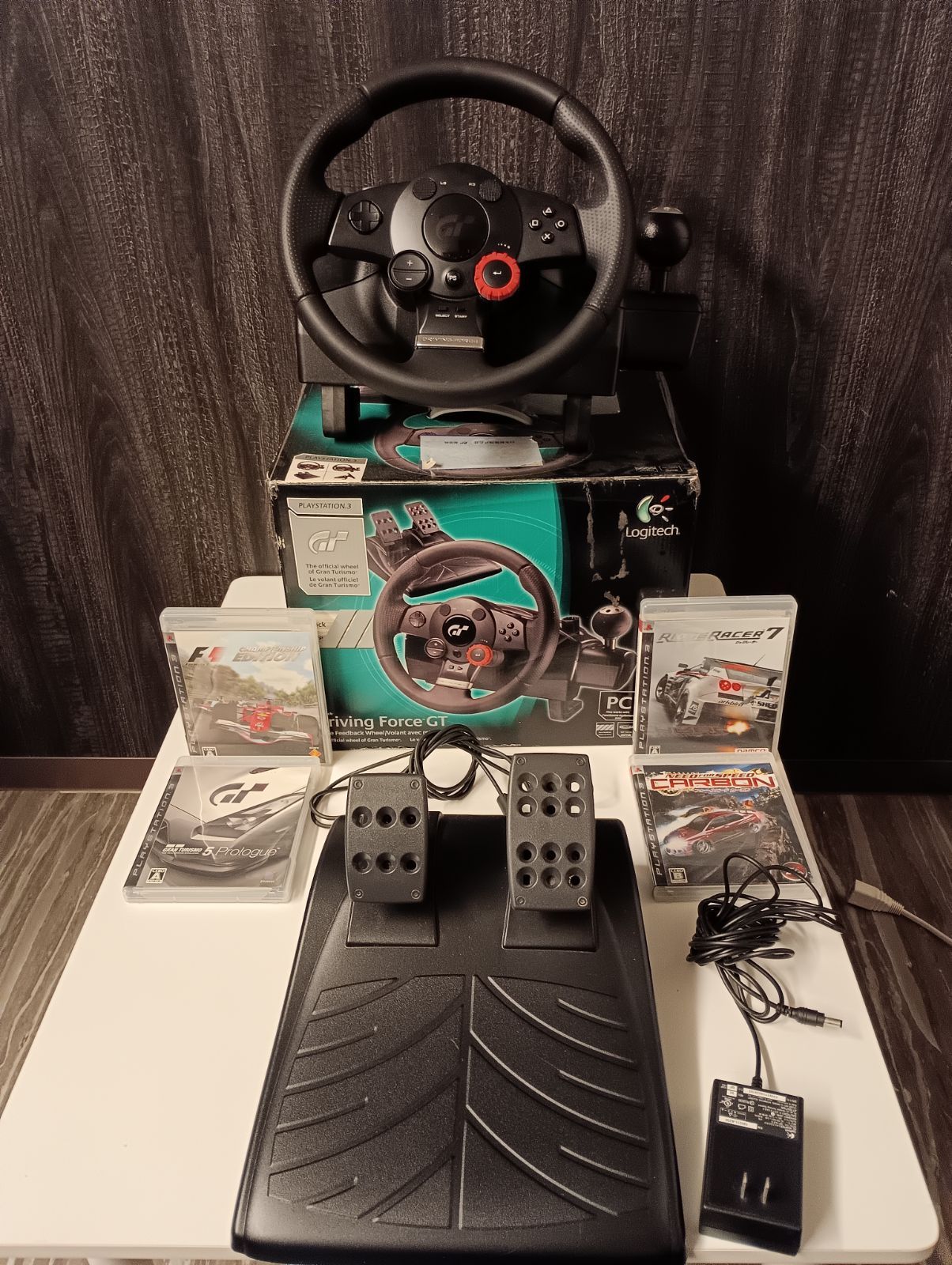 K-1566 ロジクール ドライビングフォースGT logicool driving force gt PlayStation3 PS3 グランツーリスモ redge racer need for speed carbon 動作 済み