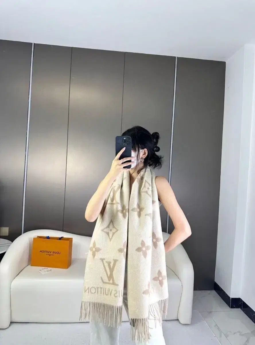 リバーシブル カシミヤ スカーフ 190 x 45
