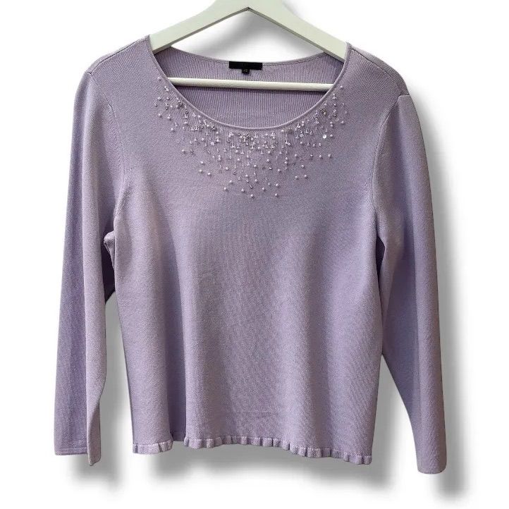TO BE CHIC トゥビーシック ビジュー付きニット カットソー サイズ46 