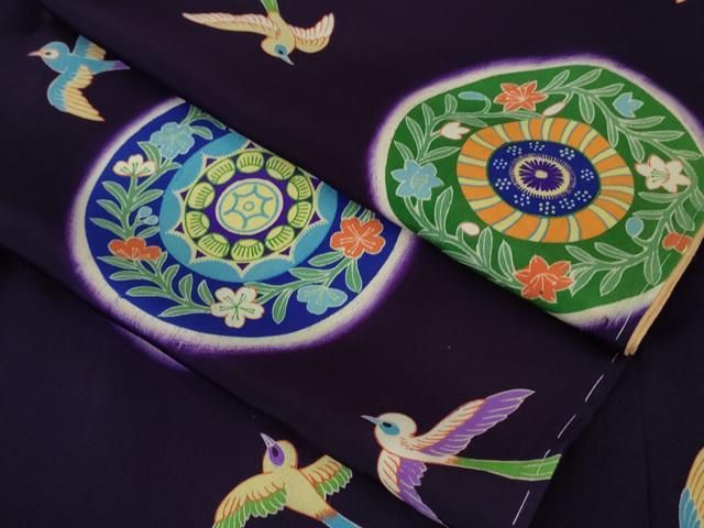 平和屋着物□極上 アンティーク 大正ロマン 小紋 舞鳥正倉院文様 暈