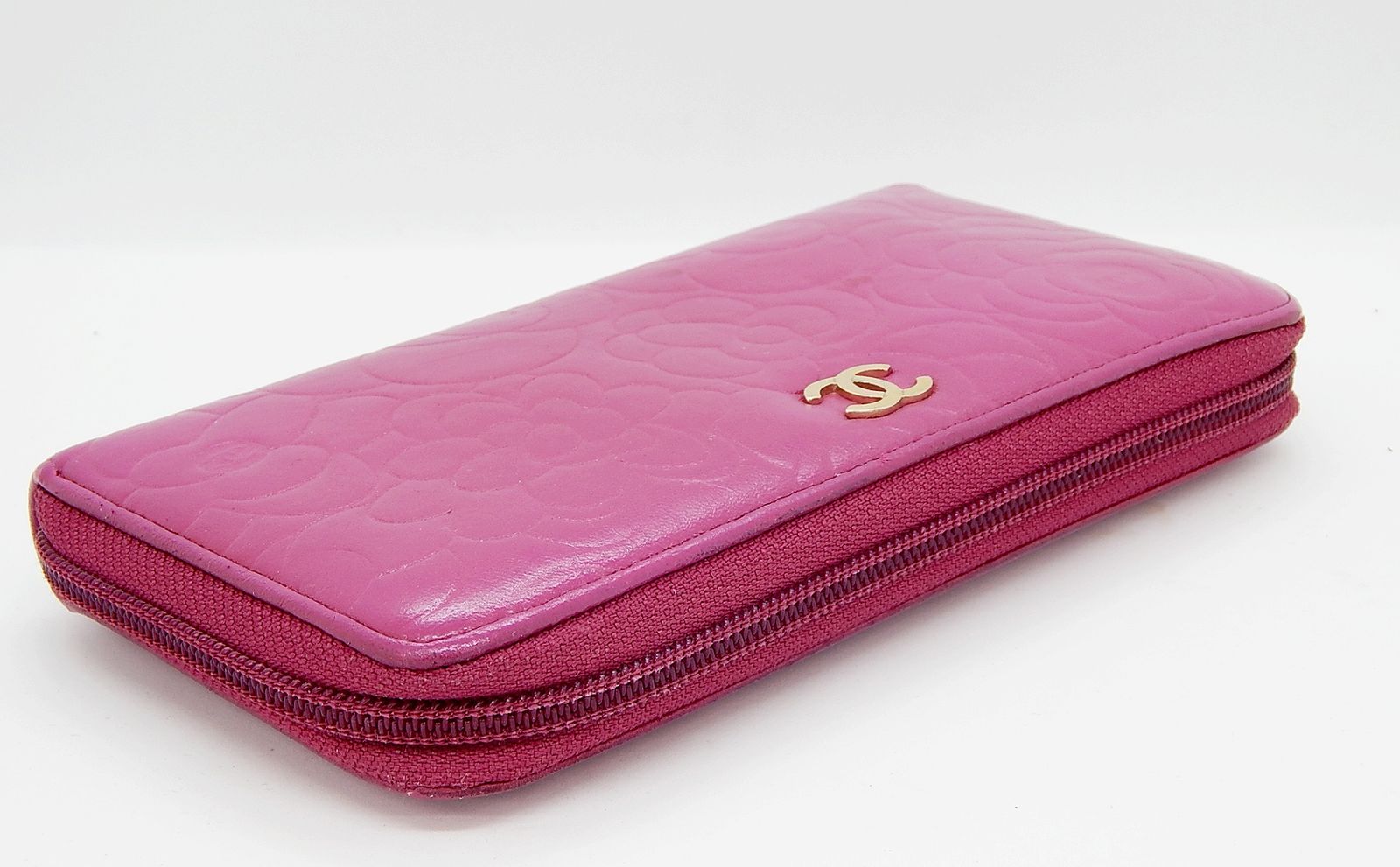 美品 シャネル カメリア ラウンド ジップ 長財布 ファスナー CHANEL CHANEL シャネル ラウンドファスナー長財布 カメリア ココマーク