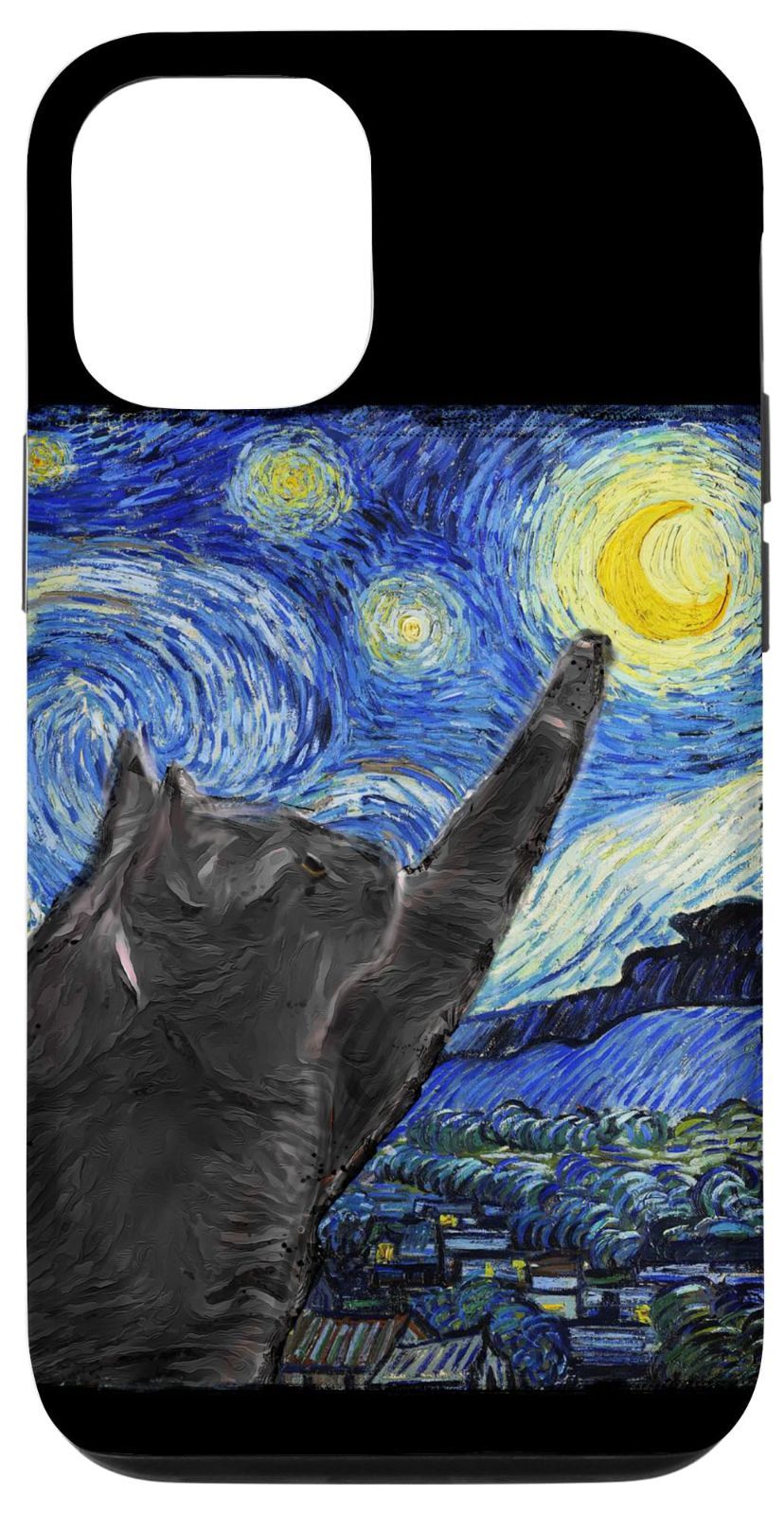 【数量限定】猫 猫 ゴッホ 星月夜 スマホケース 14 iPhone