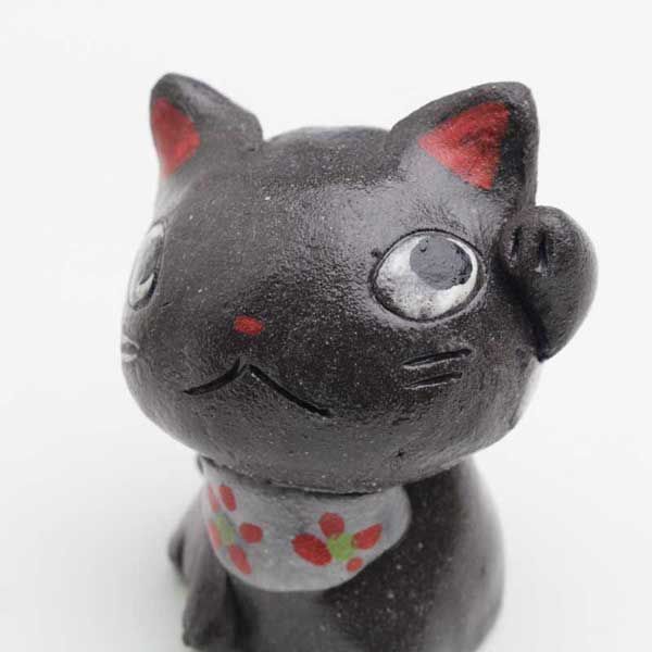 美濃焼 猫の立型置物（黒まねき猫） 49032 ※陶器,民芸品,工芸品,贈り物,ギフト,プレゼント,シリーズ,個性的,高品質,日本製,レトロ モダン,かわいい,可愛い,手作り,手描き,絵,ファンシー,マスコット,キャラクター,ねこ,キャット,ドール,黒猫,招き猫 - メルカリ