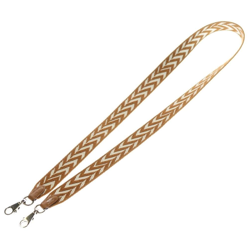 HERMES エルメス バンドリエール サングル ショルダーストラップ ジグザグ ホワイト×ブラウン スイフト×キャンバス シルバー金具