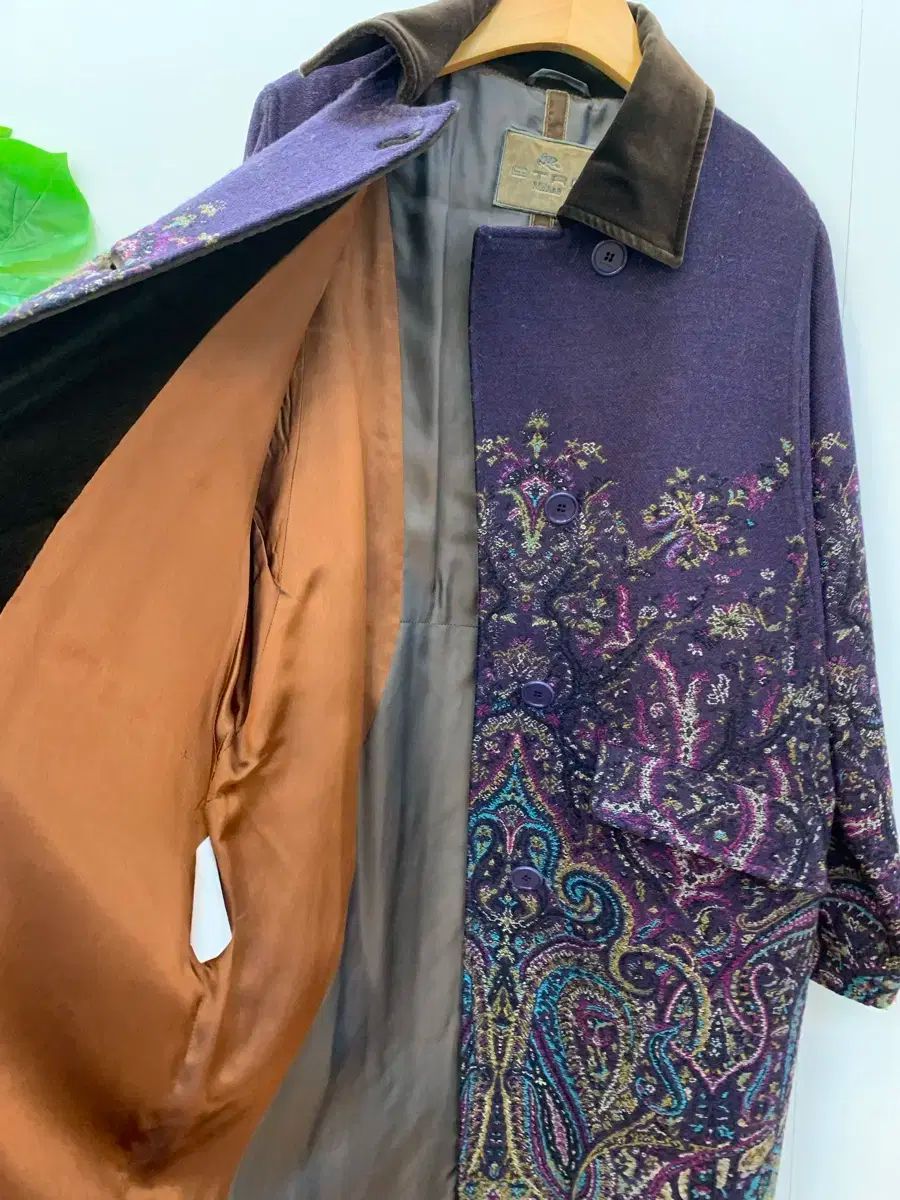 正規品 ETRO(エトロ) ペイズリー パターン 紫 ウール コート 77