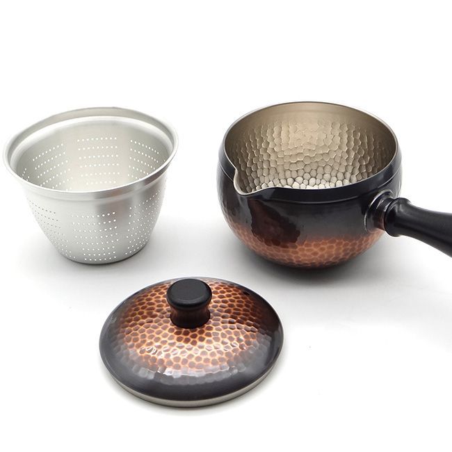 楽天市場】新光金属 新光堂作 鎚目急須(横手) 純銅 赤銅/青被/紫被/錫