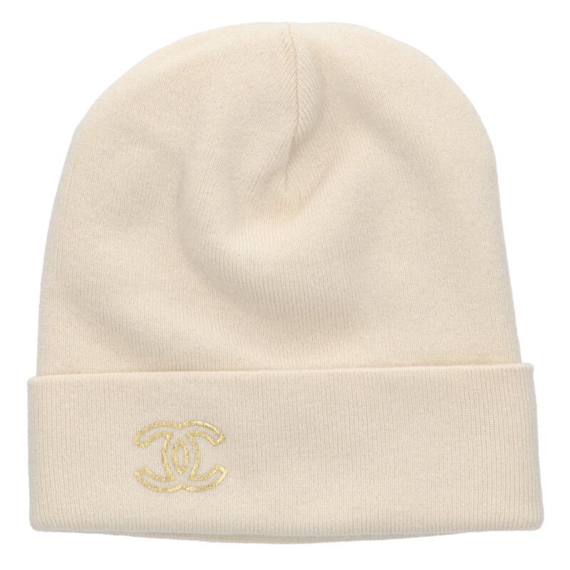 シャネル ココマークカシミヤビーニーニット帽子 メンズ