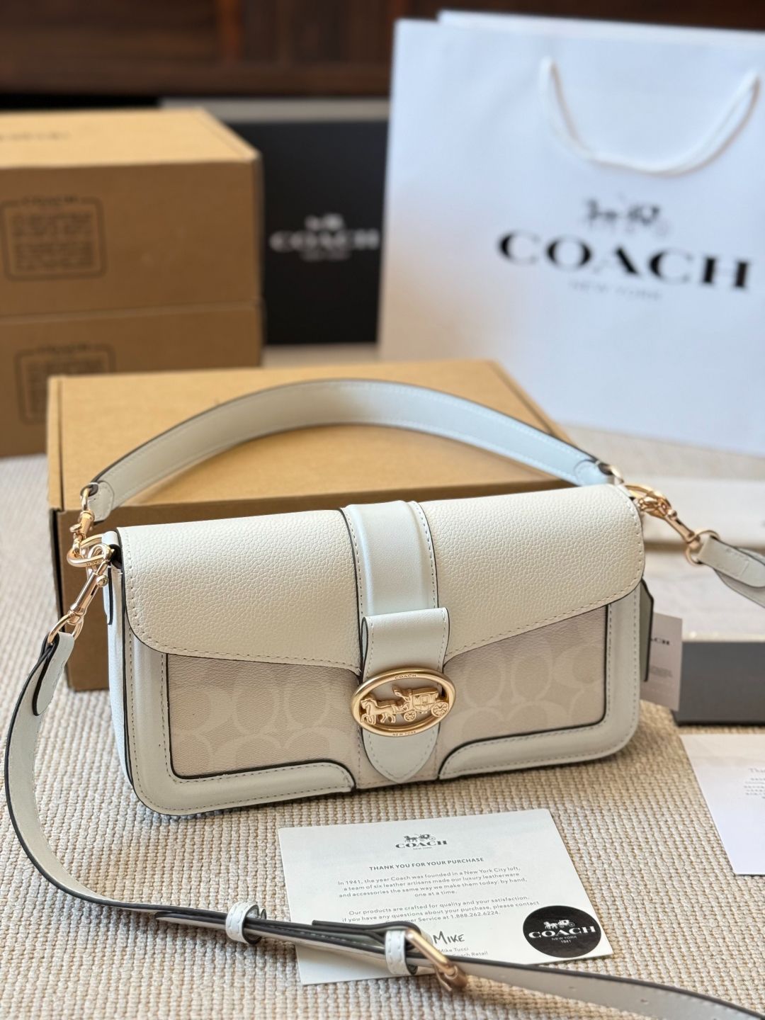 今日 Coach Georgie Colorblock Rivet Messenger Bag - コーチ ジョージー ブロック リベット メッセンジャーバッグ～3way 多用性 ×モダンなデザインと実用性兼ね備え～ -MM輸入2